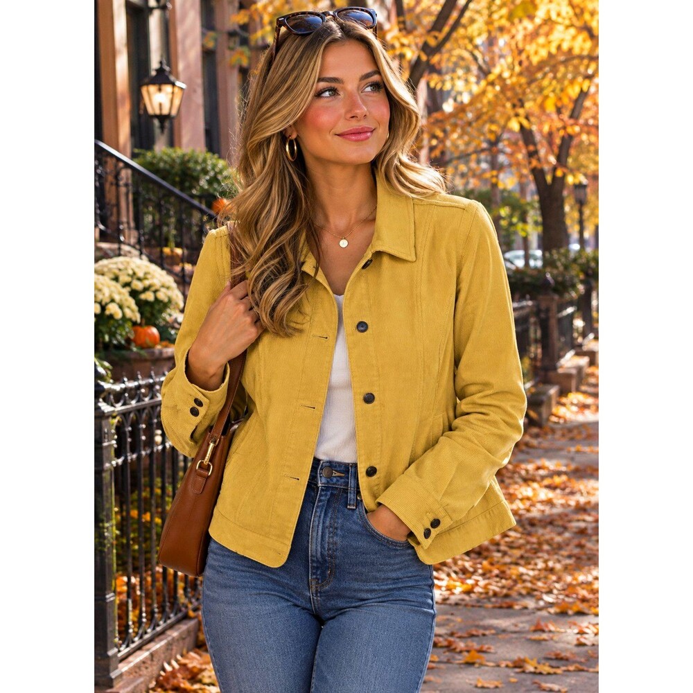 Christopher & Banks Yellow Corduroy Jacket | Size Medium | Fine Wale Button Down